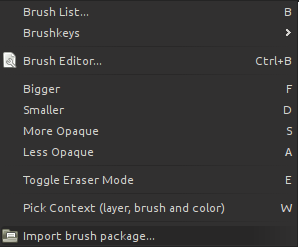 Brush menu